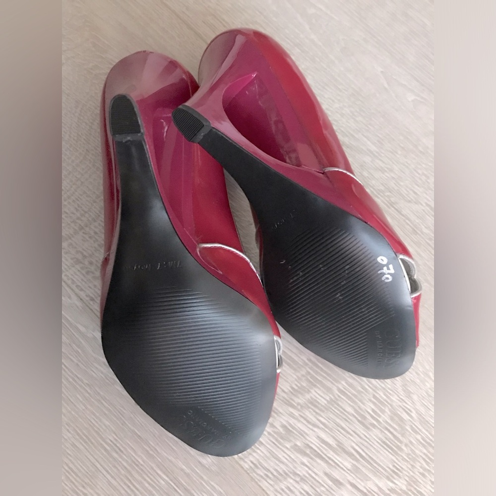 Vintage Y2K GUESS Cutout Patent Leather Peep-Toe Heels - Picture 7 of 8